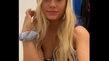 Adorable Blonde teen twerks in department store changing room