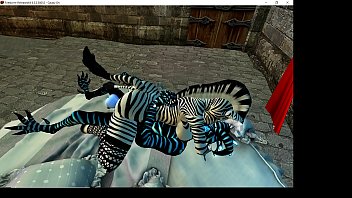 second life game 3d animation monster violating zebra furry