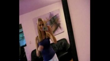 Hot blond teen flashes the mirror