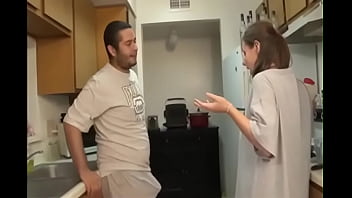 step brother and sister blowjob in the kitchen