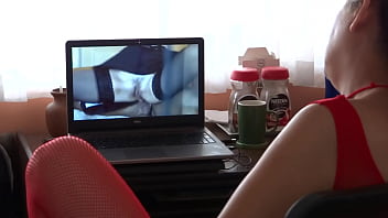 Mature mother masturbates watching porn while stepson records her and jerks off