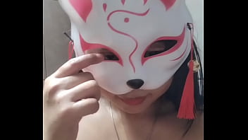 Chubby asian  cat mask girl