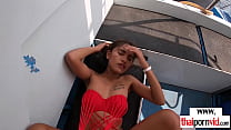 Skinny amateur Thai teen Cherry fucked on a boat by a big european cock