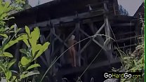 Jenni naked on the bridge
