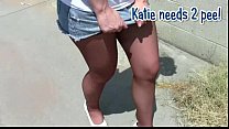 Katie female pee desperation & pants wetting